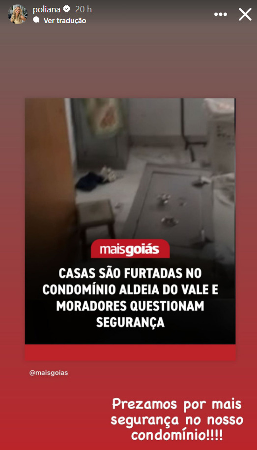 Poliana Rocha exige segurança em condomínio após casas serem invadidas