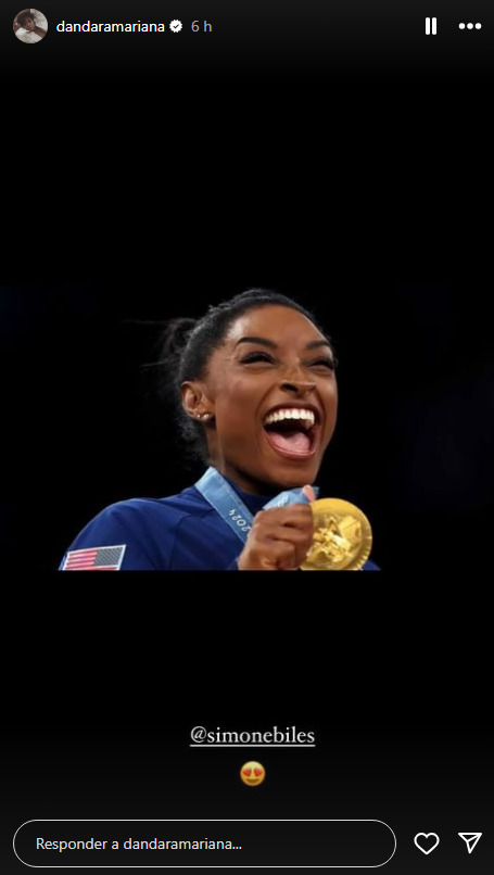 Postagem de Dandara Mariana parabenizando Simone Biles