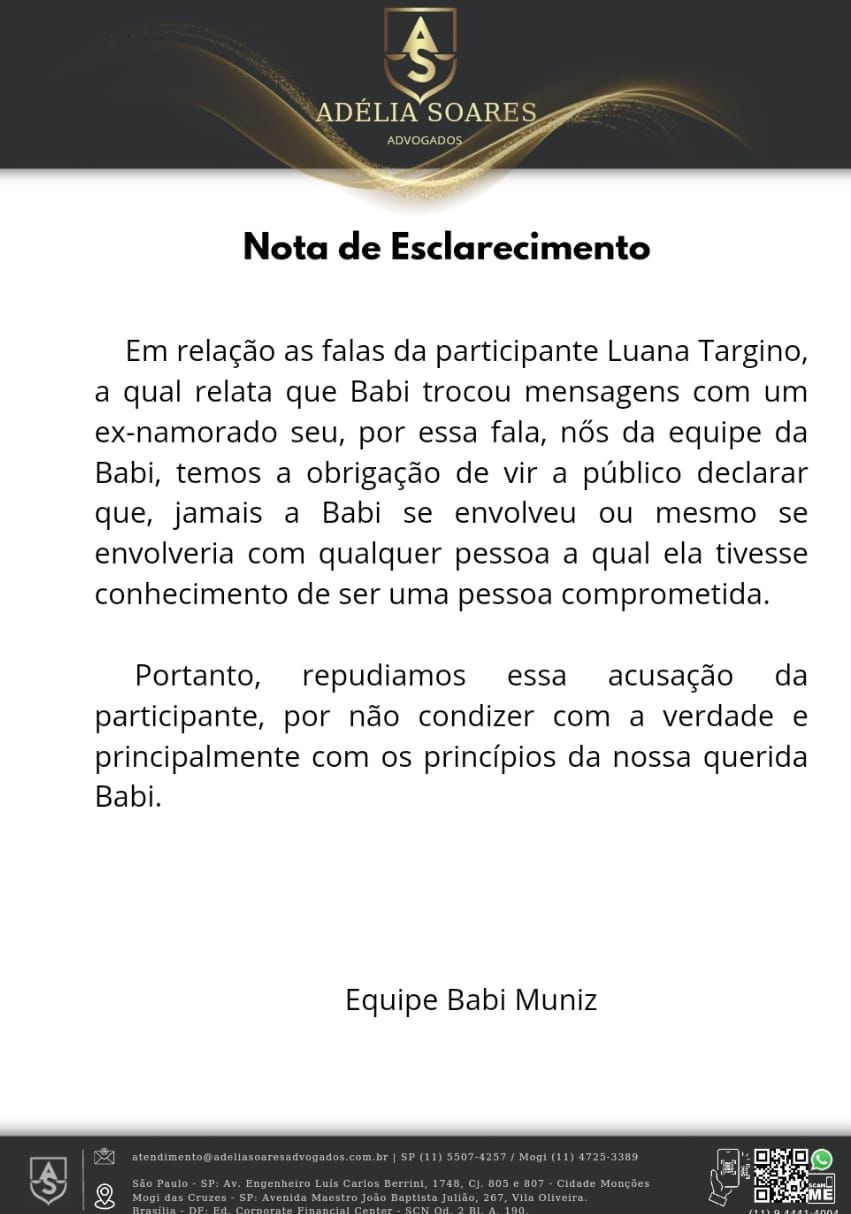 A Fazenda: Babi Muniz se envolveu com ex de Luana Targino? Equipe explica acusação