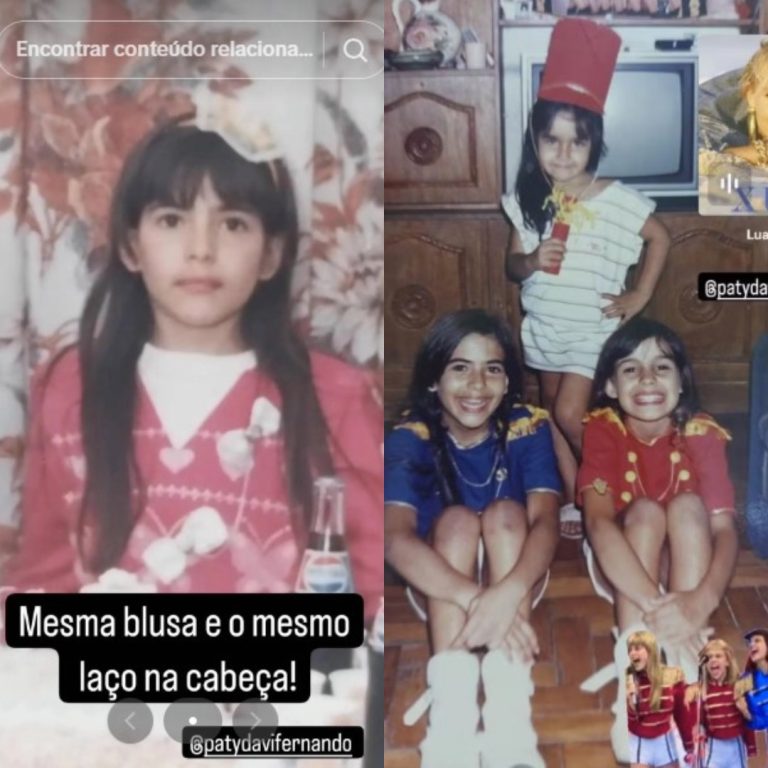 Patrícia Veloso Martins com roupas de paquitas da Xuxa na infância