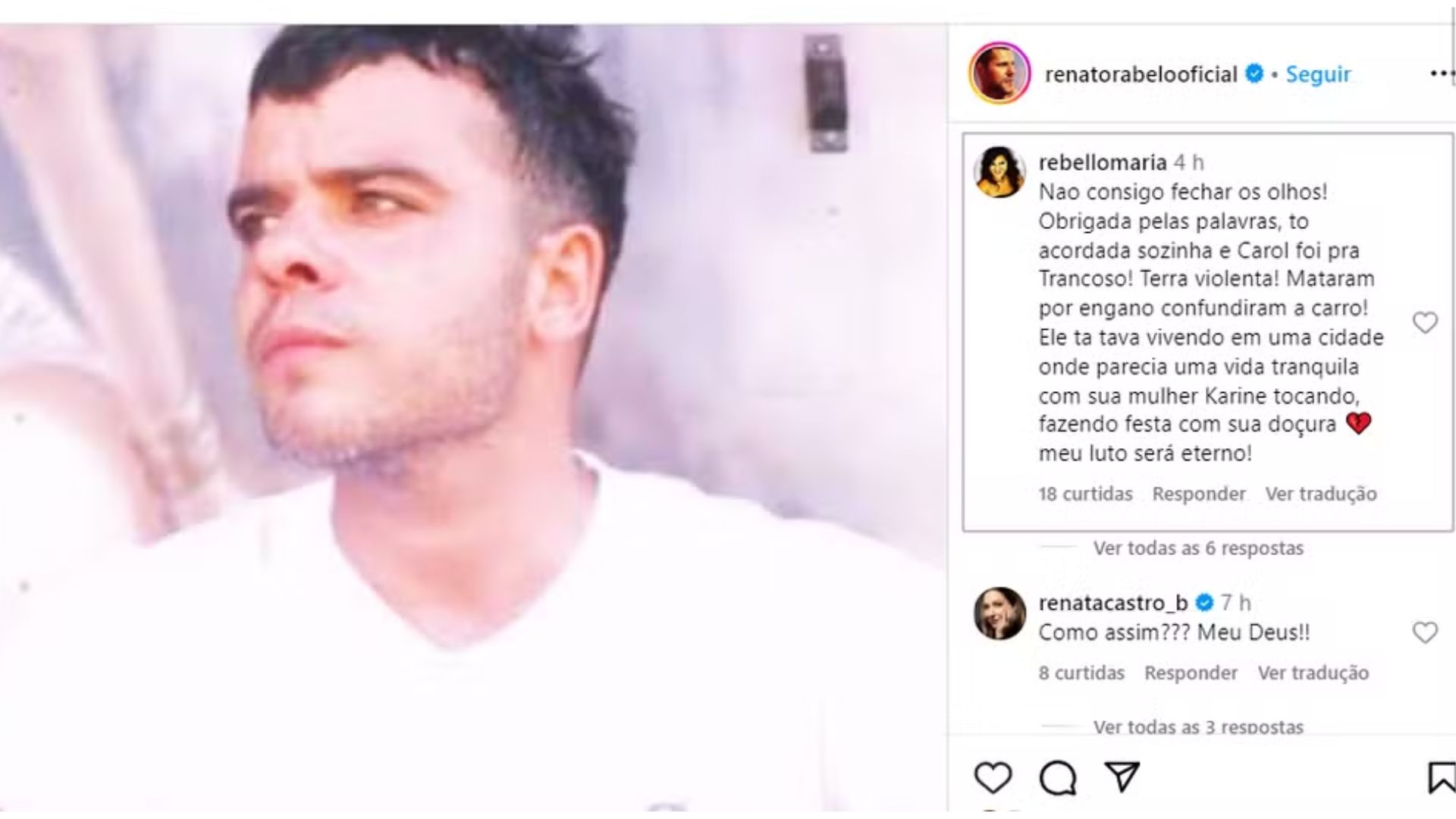 Mãe de João Rebello desabafa nas redes