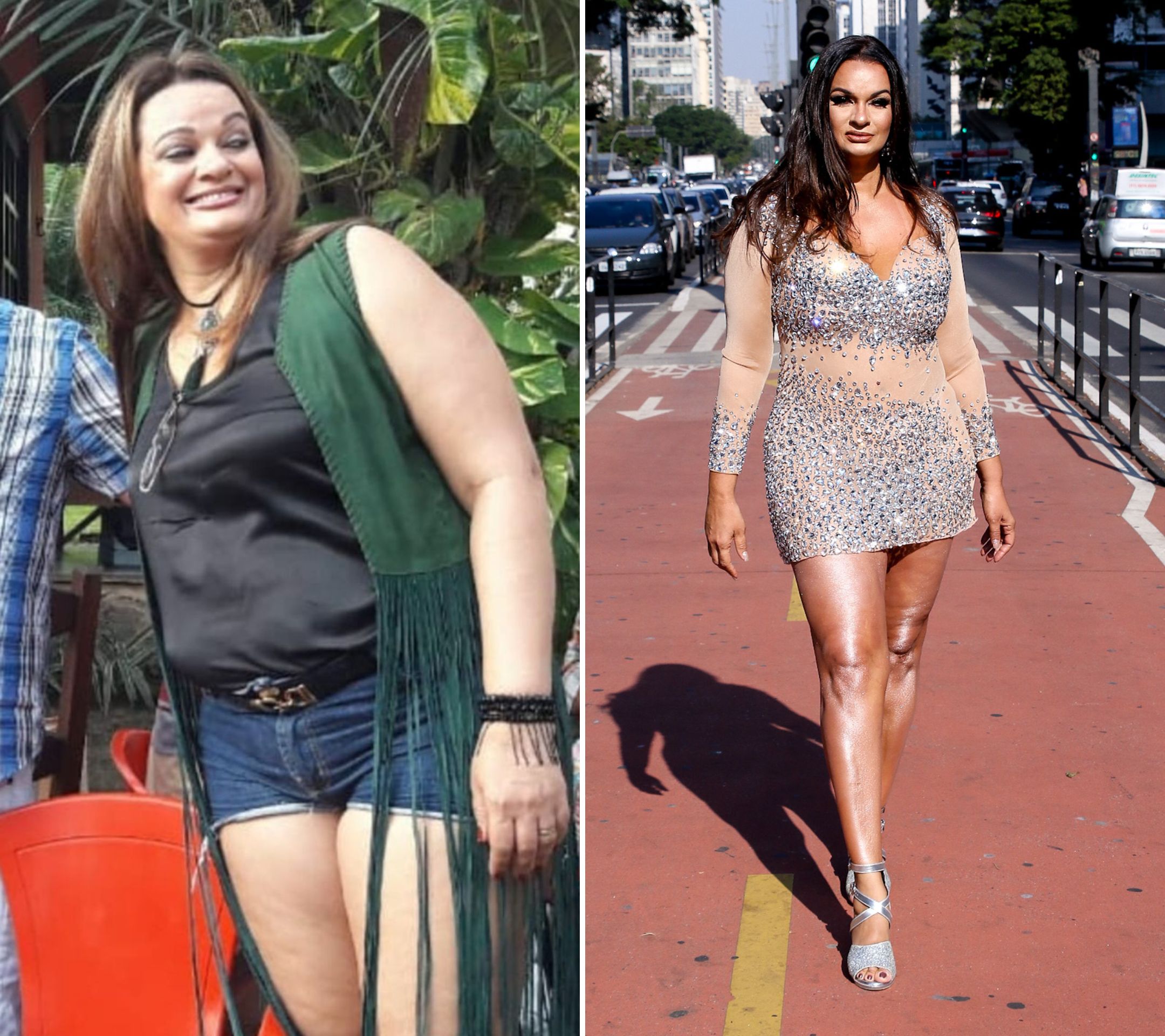 Antes e depois de Carmen Reis após dieta de hipnose