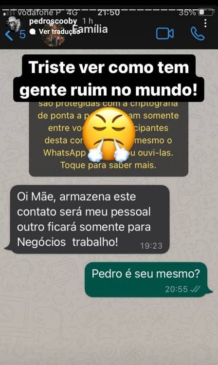 Pedro Scooby denunciou um golpe com seu nome nas redes sociais