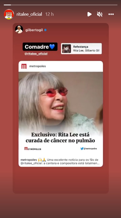 Após um ano de tratamento, Rita Lee vence luta e está curada de câncer no pulmão