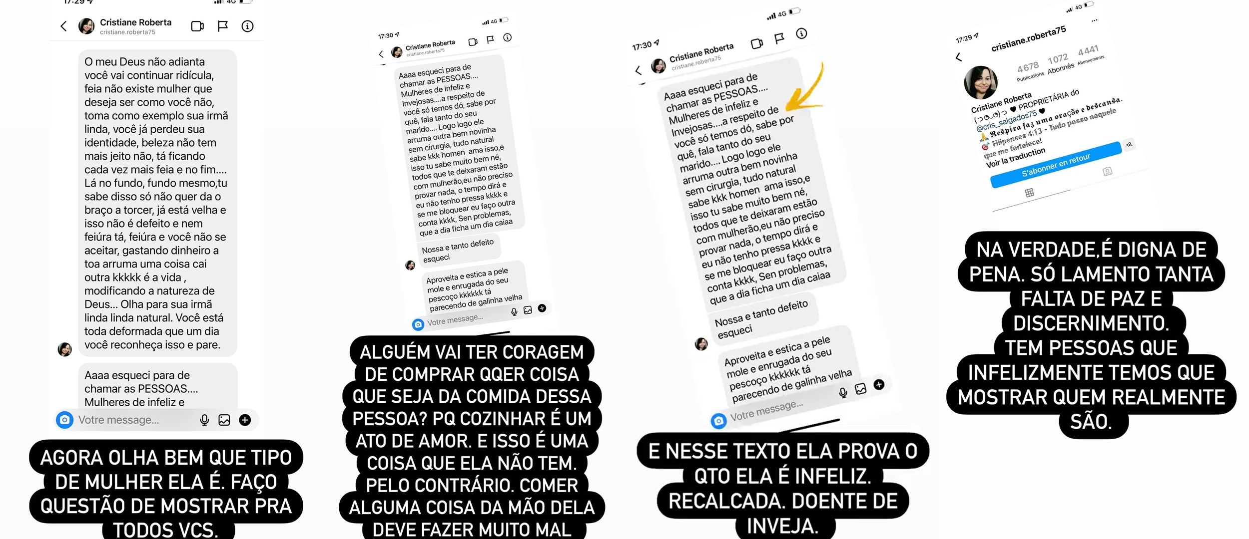 Gretchen rebatendo seguidora no Instagram