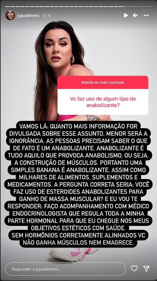 Foto retirada dos Stories de Juju Salimeni