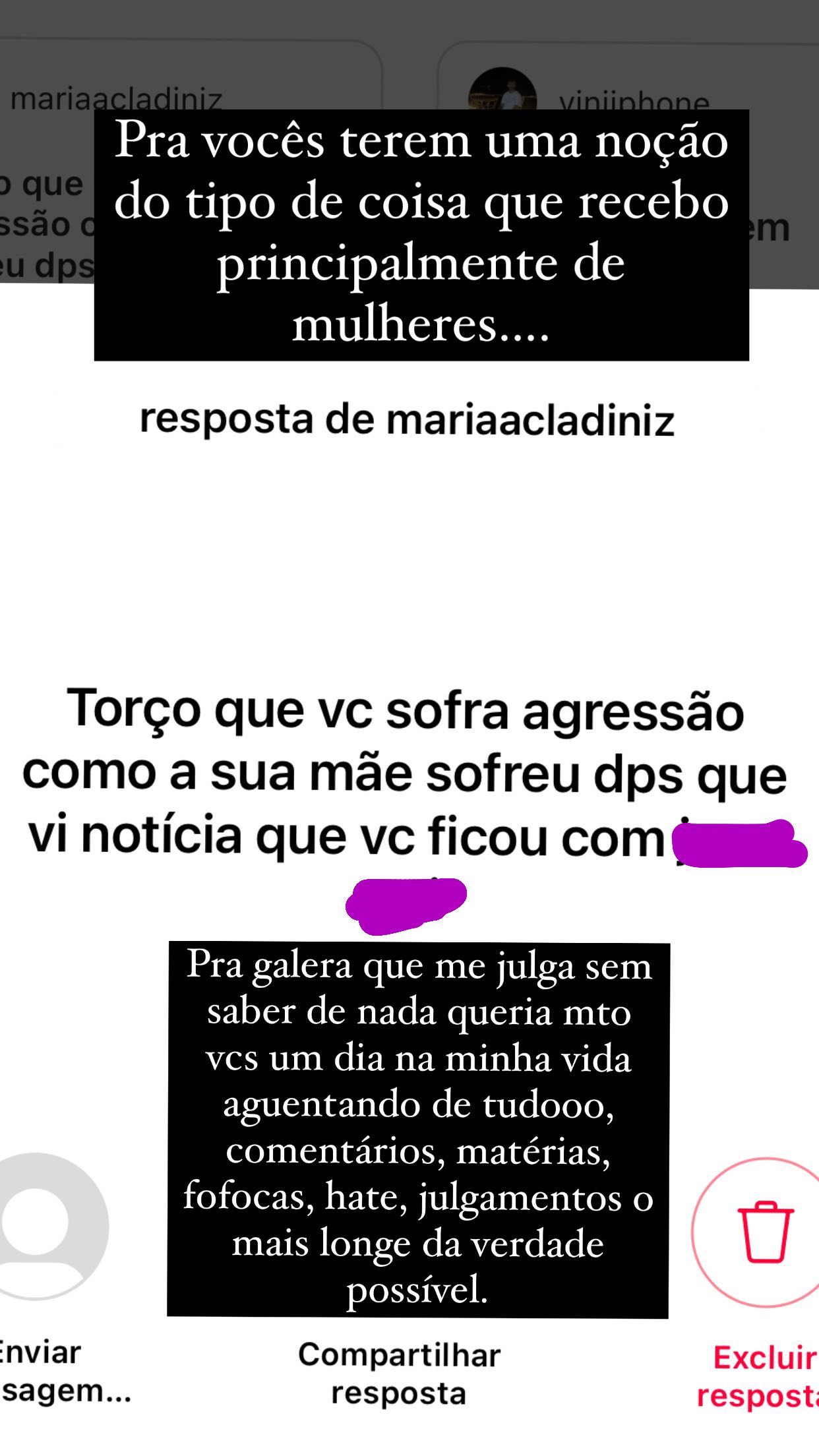 Yasmin Brunet surge abalada ao expor ataques: "Torço que você sofra agressão"