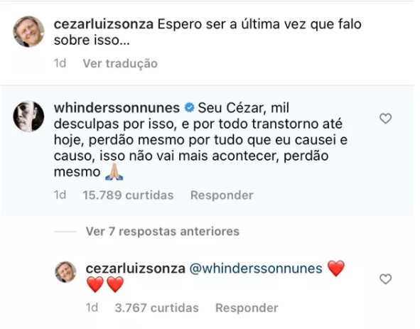 Whindersson Nunes se desculpa com pai de Luísa Sonza