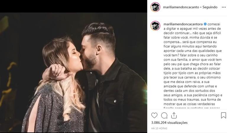 Marília capricha na homenagem para pai de seu filho: ''Me deu carinho e respeito''