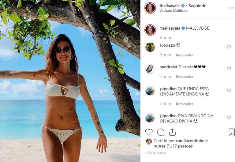 Thaila Ayala ostenta curvas naturais em clique de biquíni e surpreende web