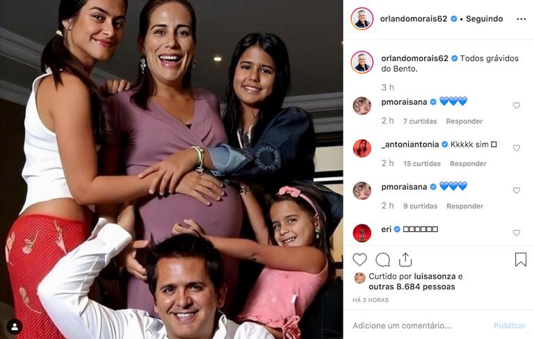 Orlando Morais mostra foto rara de quando Gloria Pires estava grávida