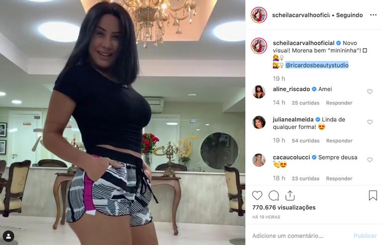 Scheila Carvalho renova o visual e dá adeus ao cabelão