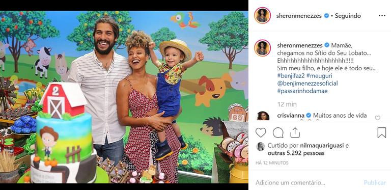 Sheron Menezzes comemora o aniversário de dois anos do filho