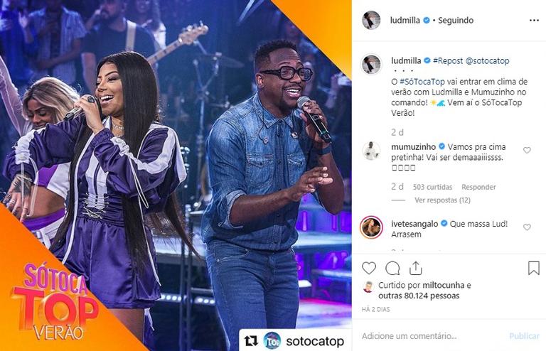 Ludmilla recebe apoio de Ivete Sangalo nas redes