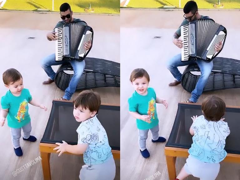 Andressa Suita flagra Gusttavo Lima com os filhos