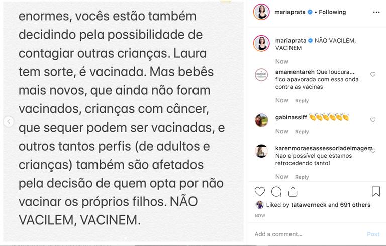 Maria Prata revela que a filha está com catapora