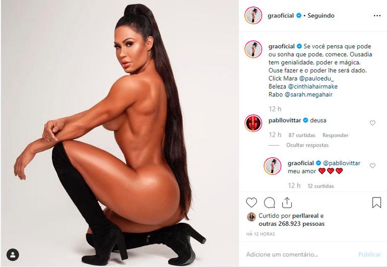 Gracyanne Barbosa surge nua e causa na web