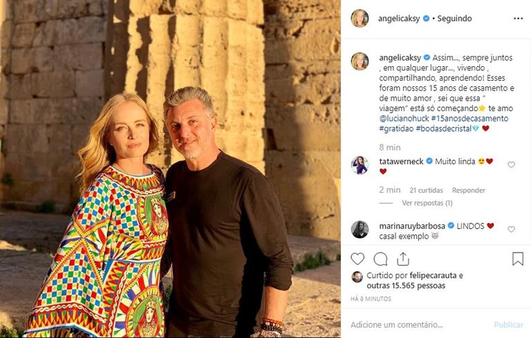 Angélica e Luciano Huck completam 15 anos de casamento