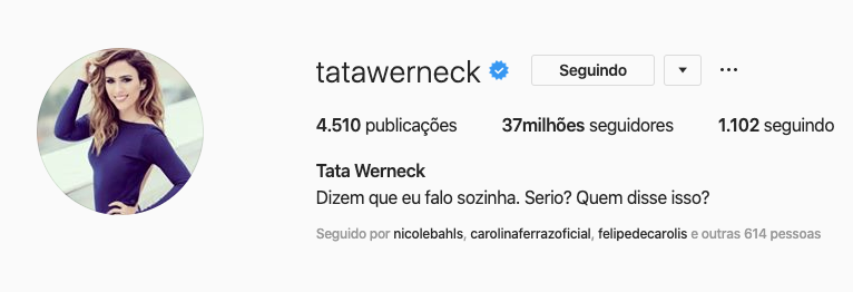 Número de seguidores de Tatá Werneck