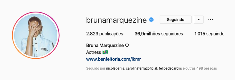 Número de seguidores de Bruna Marquezine