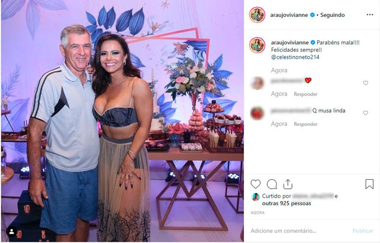 Viviane Araújo e o massagista Celestino Maurity