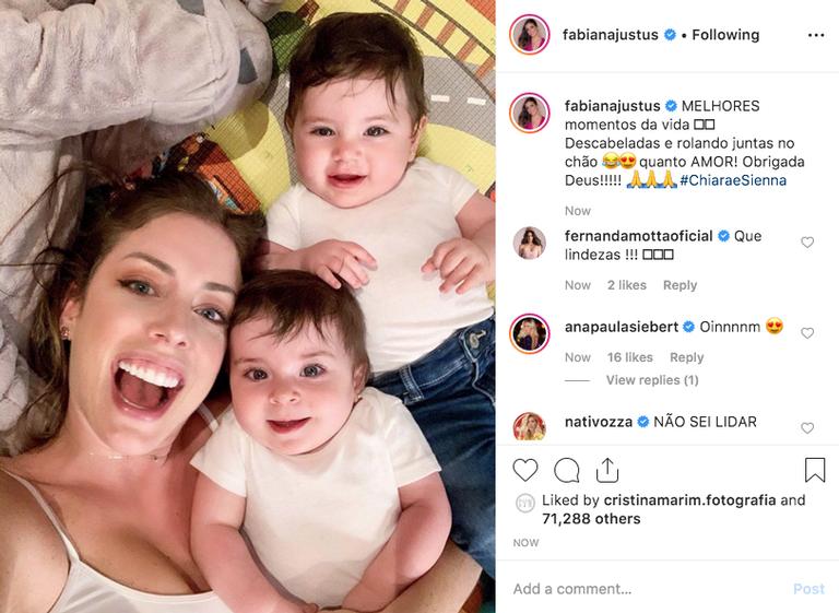 Filhas gêmeas de Fabiana Justus derretem corações em nova foto