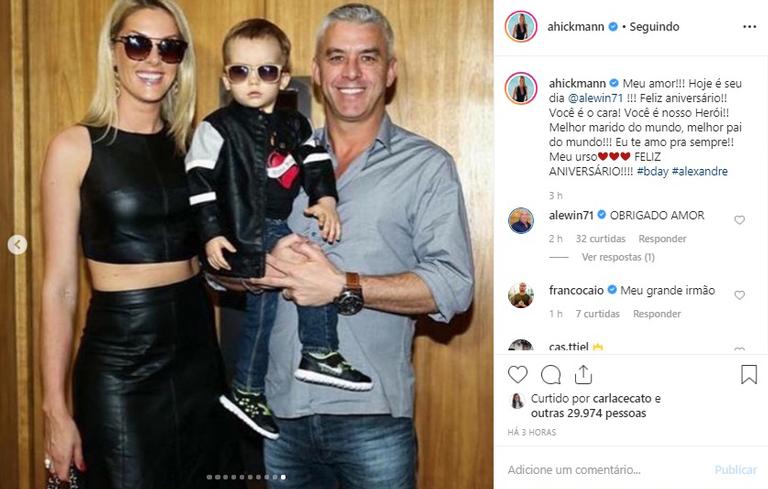 Ana Hickmann parabeniza o marido, Alexandre Correa