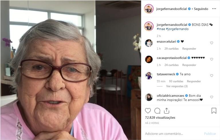 Hilda Rebello, mãe de Jorge Fernando, aparece em vídeo