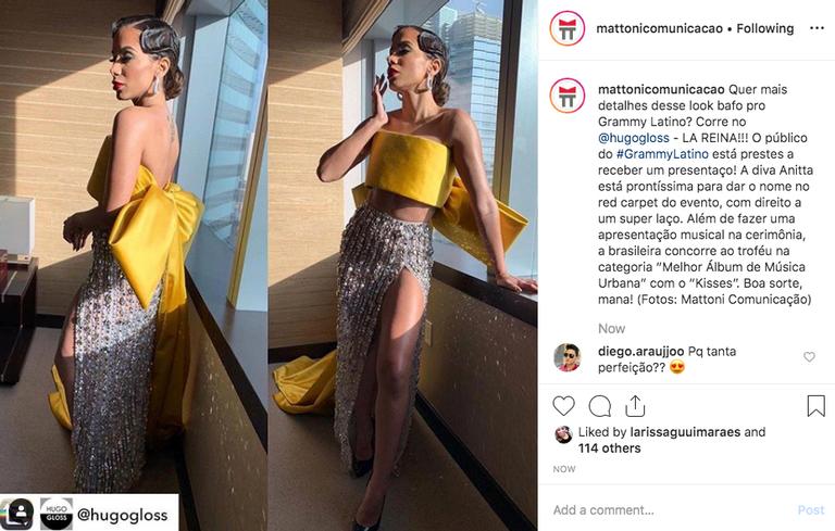 Anitta vai ao Grammy com look ousado e deslumbrante