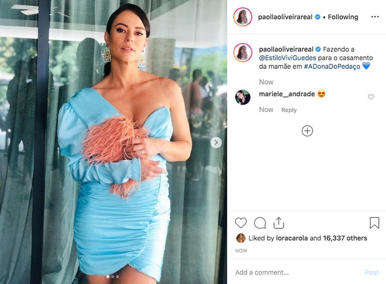 Paolla Oliveira deixa o ombro à mostra em look ousado para A Dona do Pedaço