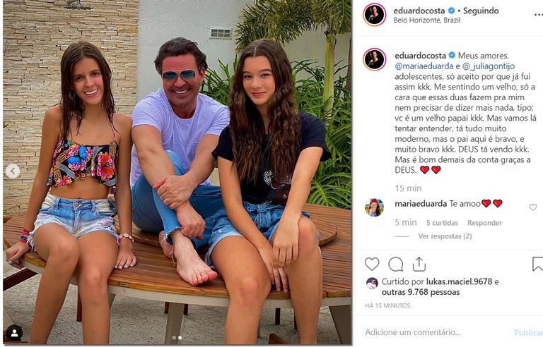 Eduardo Costa surpreende ao surgir com a filha em momento raro