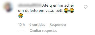 Seguidora percebeu detalhe nos pés de Aline Riscado