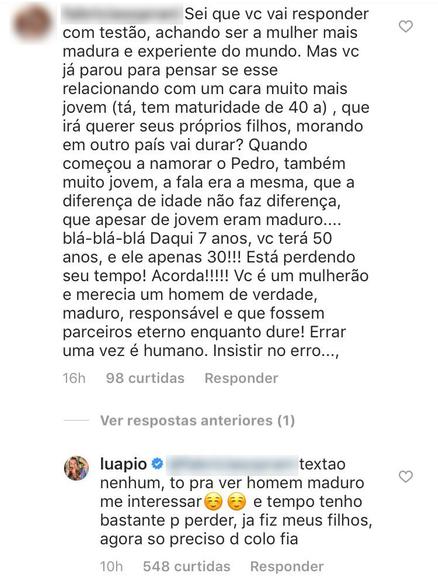 Luana Piovani rebate crítica ao seu namoro