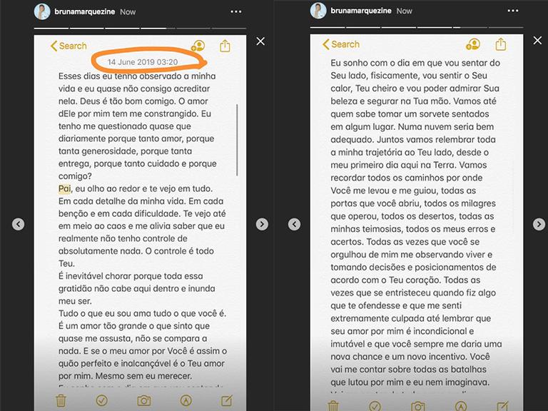 Bruna Marquezine emociona com texto íntimo de conversa com Deus