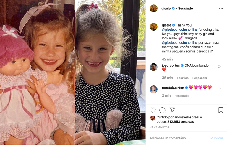 Gisele Bundchen se compara a filha, Vivian