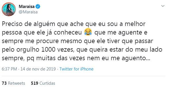 Maraisa desabafa sobre estar solteira