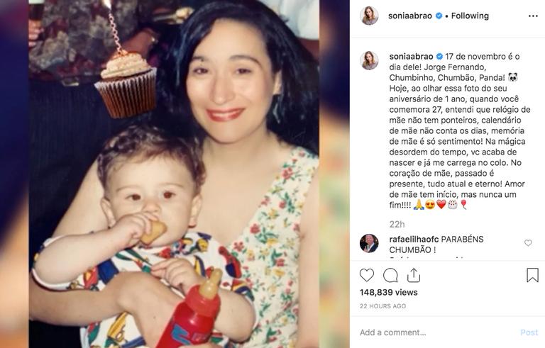 Sonia Abrão mostra foto rara do filho e revela apelido curioso