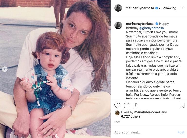 Marina Ruy Barbosa fala do aniversário da mãe após enterro do amigo