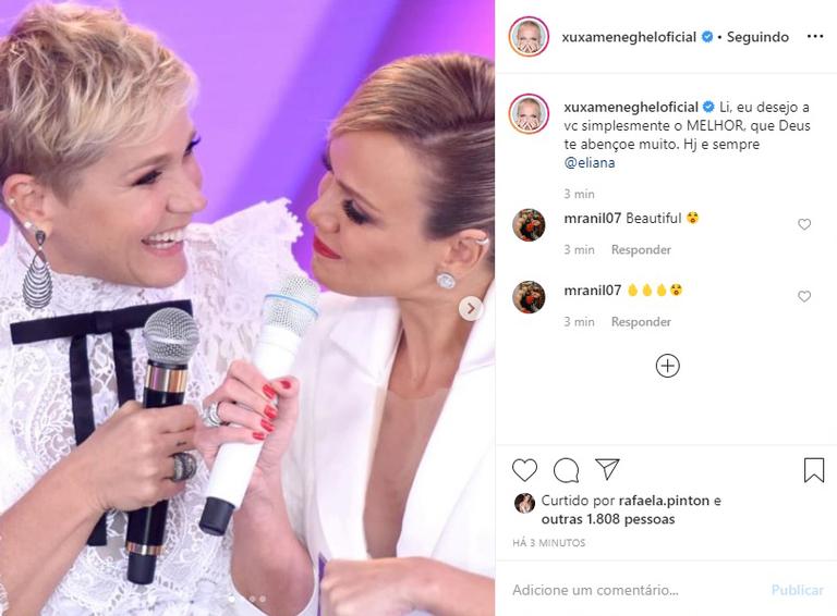 Xuxa faz homenagem à Eliana nas redes sociais