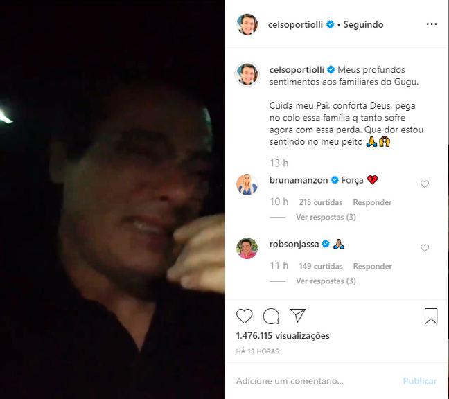 Celso Portiolli chora ao saber sobre Gugu