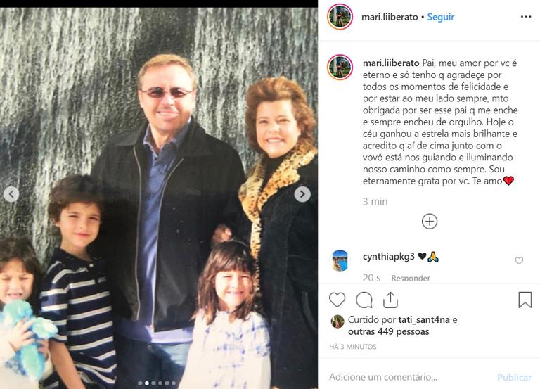 Filha de Gugu, Marina Liberato mostra fotos inéditas com o pai