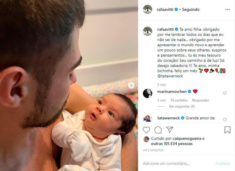 Rafael Vitti com a pequena Clara Maria