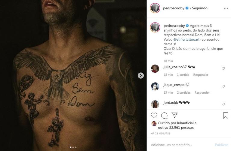 Pedro Scooby faz tatuagem especial para cada um dos três filhos