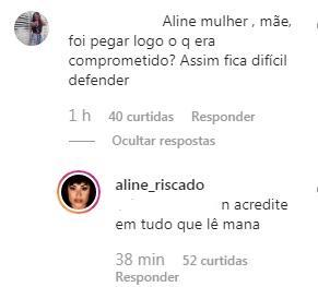 Aline Riscado se pronuncia sobre rumores de affair com Gabigol