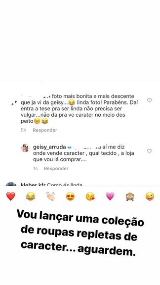 Geisy Arruda rebate seguidora que a criticou nas redes