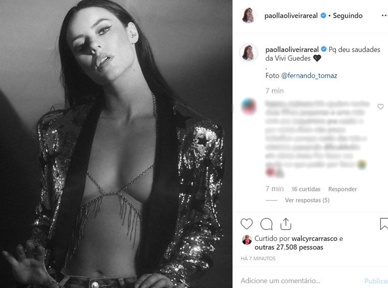 Paolla Oliveira relembra foto ousada como Vivi Guedes