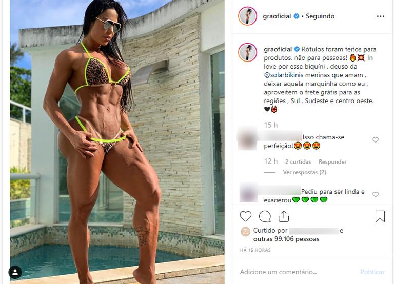 Gracyanne Barbosa abaixa biquíni e revela virilha trincada