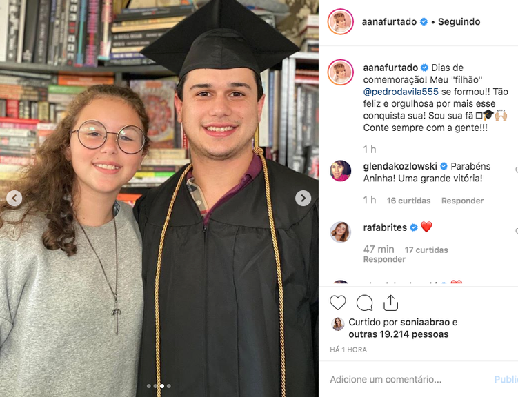 Ana Furtado se derrete na formatura do enteado e mostra fotos