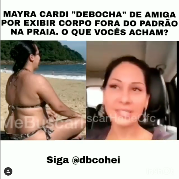 Mayra Cardi critica corpo fora do pardrão da amiga