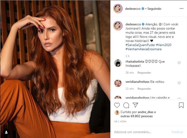 Deborah Secco mostra novo visual para novela